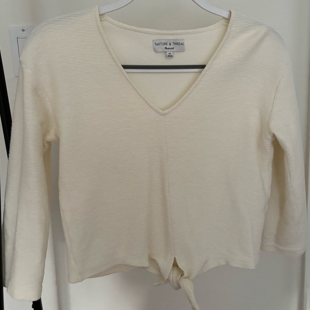 Madewell Texture & Thread Front Tie Ribbed Top